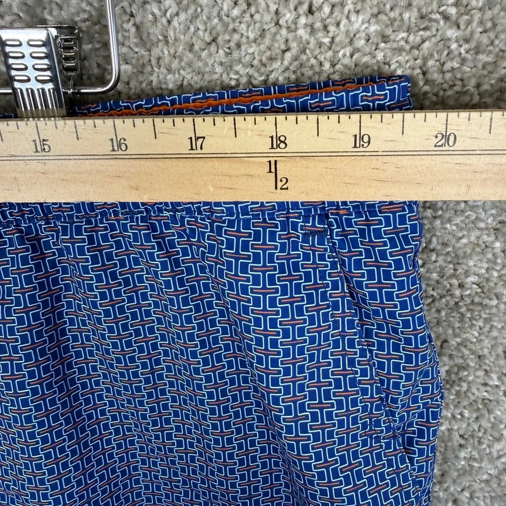 Peter Millar Seaside Collection Mens XL Blue Geometric Link Swim Trunks Shorts